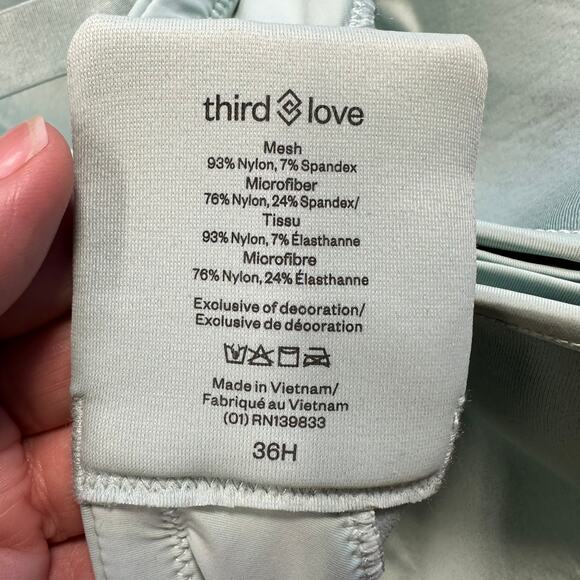 Thirdlove 24/7 Classic Uplift Plunge Bra Light Blue Mint 36H - Picture 3 of 3